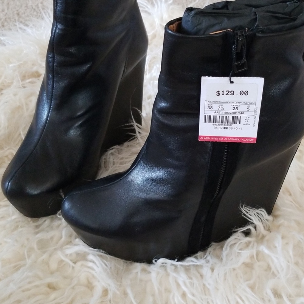 Zara platform wedge ankle booties
